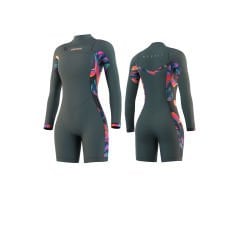 Dazzled Longarm Shorty 3/2mm Double Fzip Women - S - DARK LEAF